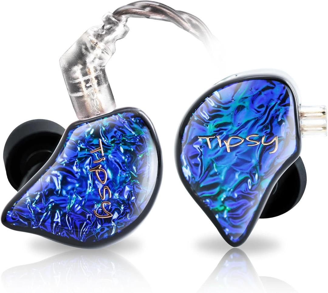 Tipsy M1 IEM for Audiophiles and Gaming, World's First Bamboo Fiber Diaphragm, Single DD, Skin-Friendly Resin Faceplate, Detachable 0.78mm 2-Pin Cable(No Mic, Blue)