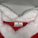 SOMSOC 5 Pack Women Mrs Claus Christmas Costume Set Velvet Dress with Belt Striped Over Knee High Socks Santa Hat Gloves, Size L