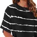 Tankaneo Women Half Sleeve Cropped T-Shirts Drop Shoulder Round Neck Crop Tops Casual Summer Solid Color Basic Tees (Black), L