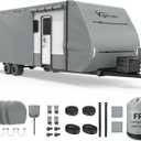 Heavy Duty Travel Trailer RV Cover, Fit 30'1'' - 33' Motorhome RV Trailer Cover for Winter Snow, Multi-Layer Camper Cover, Reinforced Windproof Tearproof with Jack Cover & Tire Covers