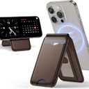 LULULOOK Magnetic Wallet Stand for iPhone, 2-in-1 Full Grain Leather Phone Wallet 3 Cards Holder w/Adjustable Stand, Fits iPhone 16/15/14/13/12 and Mag-Safe Cases, Not for Mini Models, Brown