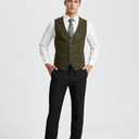 HISDERN Men's Suit Vest Plaid Dress Vest for Men Slim Fit Formal Business Waistcoat Tuxedo V-Neck Solid Vest for Wedding (Medium)
