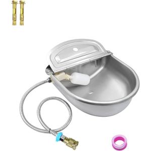 Automatic Water Dispenser for Dogs 2 Gallon, Auto Water Bowl for Dogs with Hose Connector, Wall Mounted Outdoor Self Watering Livestock Waterer with Float Valve for Duck, Chicken, Cattle