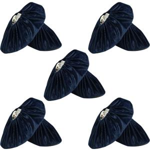 5 Pairs Reusable Shoe Covers, Non Slip Shoe Protectors Covers, Universal Soft Washable Thickened Foot Boot Shoe Covers for Indoors Home Laboratory (Navy blue)
