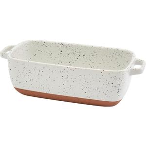 Denmark Tools For Cooks 1.7 Quart Speckled White Loaf Pan Bread Baking Dish with Handles