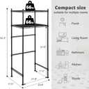 LUCKUP Mini Fridge Shelf 2-Tier Height Adjustable Mini Fridge Stand with Storage for Dorm Space Saving, Metal Microwave Organizer Shelf for Kitchen Room Apartment, Black