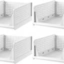 4 Pack Folding Closet Organizers Storage Box,Stackable Storage Bins Closet Drawer Basket Organizers Folding Storage Box for Wardrobe Cupboard Bathroom Office L
