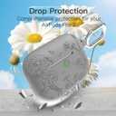 for AirPods Pro 3 Case (2025) DamonLight Daisy Floral Engraved Shockproof Protective Soft Silicone Case Cover with Cleaning Pen and Keychain for Apple Airpods Pro 3rd Generation (Gray)