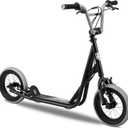 Mongoose Trace Air Non-Electric Scooter for Youth Boys Girls Age 8+ Year Old, Max Weight of 220 lbs., 12-Inch Air Tires, Non-Folding Design, Adjustable Height Stem, BMX-Style Handlebar, Wide Foot Deck (Black)
