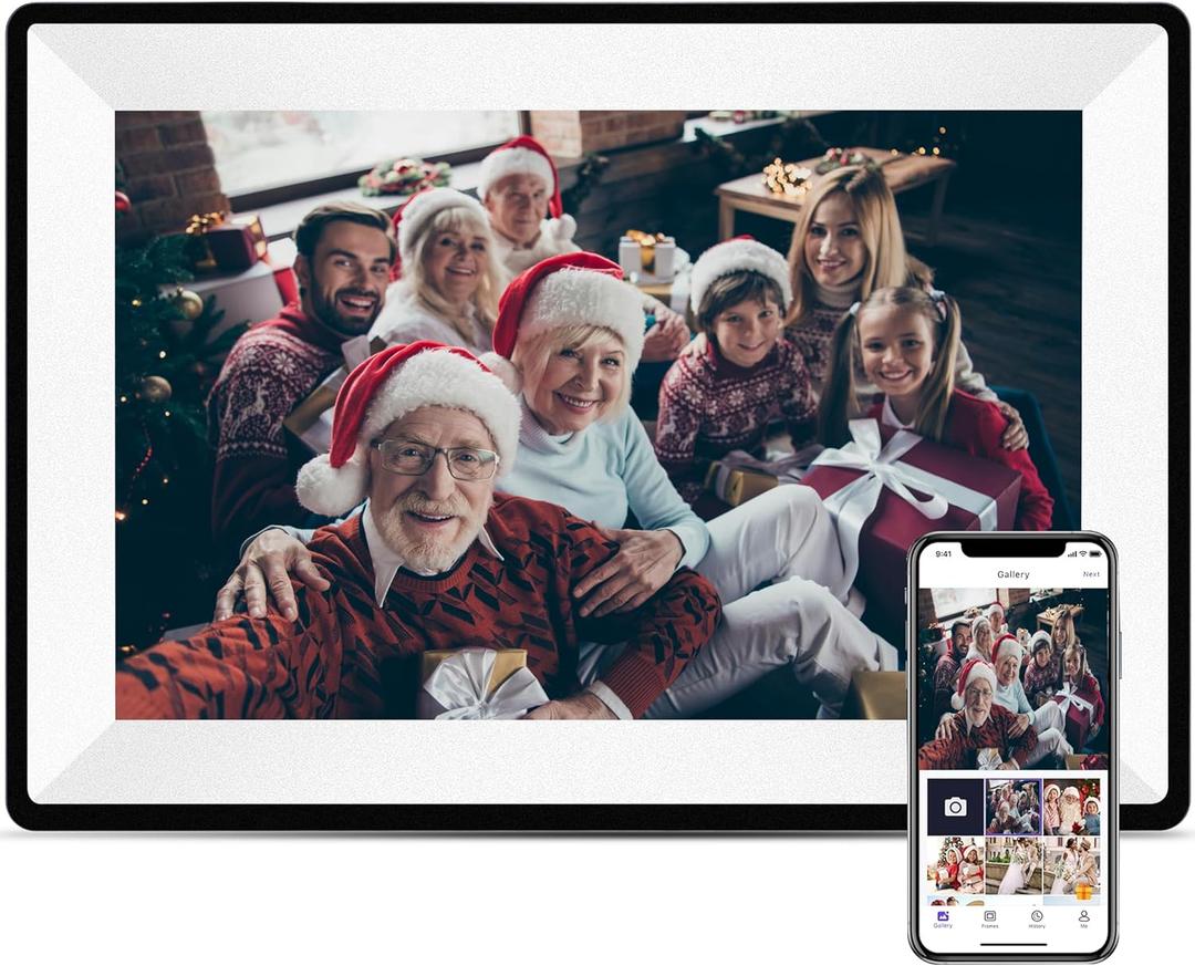Uhale 10.1inch Digital Picture Frame WiFi Smart Digital Photo Frame 1280 * 800 IPS HD Touch Screen, 16GB Memory, auto-Rotate, use UhaleAPP Instantly Shares Photos and Videos-Best Gift (White)