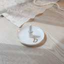 HOME SMILE Initials Ring Holder Jewery Tray with personalized D-Monogrammed Engagement Gifts for Friends,Birthday Mother's Day Christmas Gifts for Women,Ceramic White
