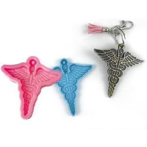 Cestony 2Pcs Medical Emblem Silicone Molds for DIY Key buckle Fondant Biscuit Cookies Sugar Chocolate Hard Candies Dessert Decor Snake wings