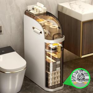2-Tiers Slim Bathroom Storage Cabinet, Narrow Bathroom Storage, Plastic Waterproof Organizer for Small Spaces, Kitchen, Laundry (2-Tiers)
