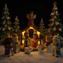Nativity Set for Kids with LED Lights - 12 Pieces Toddler Toys with Little Figures & Playsets - Christian Nativity Scene for Boys and Girls Ages 3+ Years - Indoor Christmas Decorations