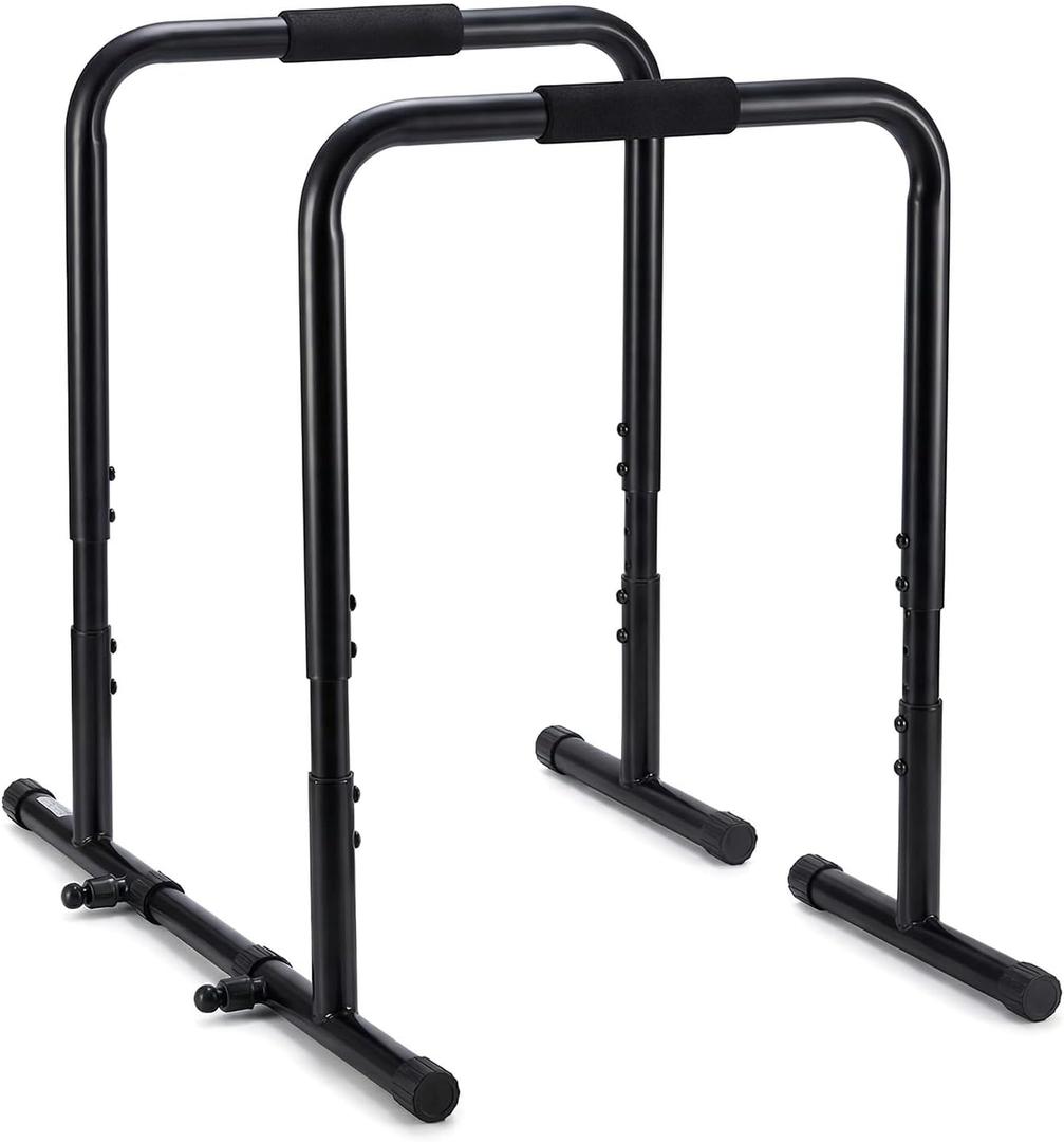 OLIXIS Dip Bar, Adjustable Heavy Duty Dip Bar Station with Soft High-Density Foam Handles, Stabilizer Parallel Parallette Bar Fitness Equipment for Home, Gym, Patio, Office