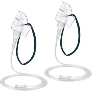 Geiserailie 2 PCS M (Pediatric) Oxygen Mask with 6.6 Ft Tubing and Adjustable Elastic Strap, Adult Oxygen Mask with Tubing, Transparent Masks for Face Adult