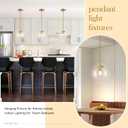 Bagood 8" Globe Pendant Light Gold 2 Pack Mid Century Pendant Light Globe Pendant Lights Kitchen Island Brushed Brass Finished with Clear Glass Adjustable Ceiling Light Fixtures for Dining Room Bar