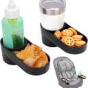 2PCS Child Car Seat Snack Tray with Cup Holder for Safety 1st EverFit & Grow and Go All-in-One Slim Convertible Car Seat, Car Seat Cup Holder Replacement, Dishwasher Safe, Black