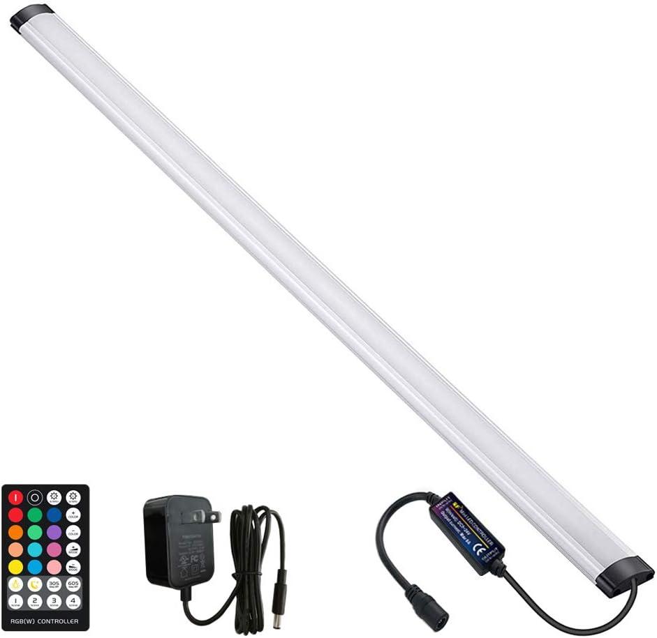 Dimmable Under Cabinet Lighting, RGB LED Light Bar, RF Remote Control Lamp, Multicolor Under Counter Lights for Desk, Room, Cupboard, Hallway, Shelf, Closet (24 Inch)