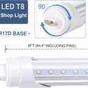 R17D/HO 8FT LED Shop Bulb, Rotating Base LED Tube Light, 6000K Clear Lens, Dual-Ended Power Bulb Lights, Non-dimmable, 2 Pin, Ballast Removed, (Replacement for F96T12/CW/HO 110W Fluorescent Light)