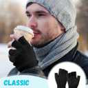 Glooarm 2 Pairs Fingerless Gloves for Women Men Winter Thick Caremere Warm Knit Stretchy Unisex Adults (Medium, Black, White)