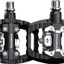 ROCKBROS Mountain Bike Pedals MTB Pedals, Nylon Widened Flat Pedal with Non-Slip Nails, Sealed Bearing Clipless Pedal Compatible with SPD, Universal 9/16" for Road Bike, MTB