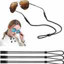 Eyeglasses Holder Strap - 3 Pcs Adjustable Eyewear String Lanyard Retainer - Sunglasses Strap for Men, Women and Kids (Black)