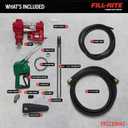 Fill-Rite FR1210HA1 12V 15 GPM Fuel Transfer Pump with Discharge Hose & Automatic Nozzle, Green - Gasoline, Diesel, Kerosene, Ethanol & Methanol Blends & Biodiesel