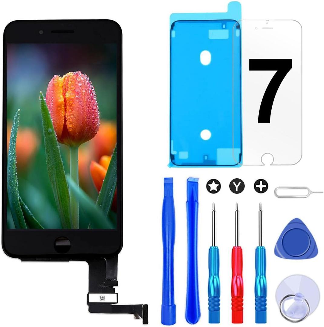 Brinonac Screen Replacement for iPhone 7 4.7 inch LCD Digitizer Touch Screen LCD Replacement Screen Frame Assembly Full Set with Tools and Screen Protector (Black)