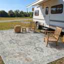 GENIMO Outdoor & Indoor Area Rug 10'x14', Waterproof, Non-Shedding, Easy Cleaning, Boho Mat for Patio, Living Room, Balcony, Dining Room, RV, Deck, Bedroom, Camping, Outside Carpet,Light Grey Brown