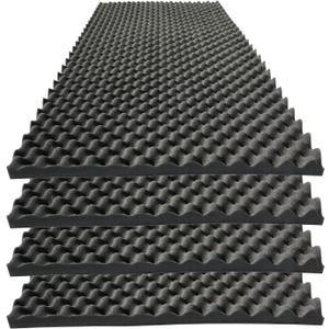 4 PCS Acoustic Panels,48''X24''X2'' Egg Crate Foam Soundproof Foam Wall Panels,High Density Fireproof Noise Cancelling Foam Studio Foam Panel,Noise (Black)