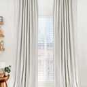 100% Blackout Shield Linen Blackout Curtains for Bedroom 90 Inches Long, Back Tab/Rod Pocket Living Room Drapes, Thermal Insulated Blackout Curtains 2 Panels Set, 50" W x 90" L, Beige