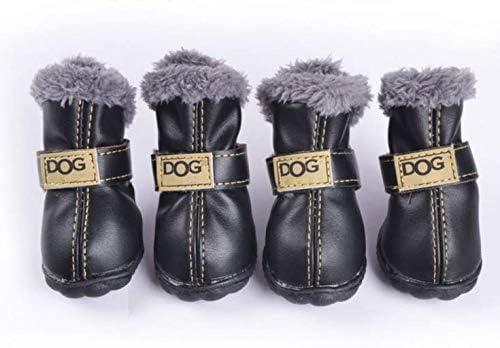 PIHAPPY Warm Winter Little Pet Dog Boots Skidproof Soft Snow Play Anti-Slip Sole Paw Protectors Small Puppy Shoes 4PCS (L, Black)