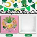 Happy St. Patricks Day Wooden Box Sign, Spring Decor, Country Style Lucky Clover Green Top Hat, Beer Mug, Horseshoe, Gold Coin Pattern Desk Decorate, Home Desk Office Decor 5 x 5 Inches