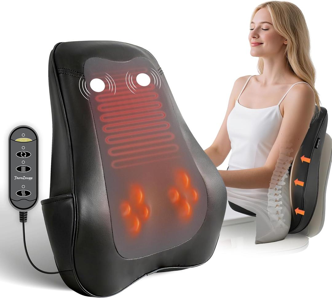 Back Massager for Pain Relief Deep Tissue, Kneading Shiatsu Neck and Back Massager with Heat, Massager for Back and Shoulder Pain, Gifts for Women Men Home Office