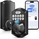 TEEHO TE012W WiFi Smart Lock, Fingerprint Door Lock with Built-in Wi-Fi, Keyless Entry Keypad Smart Deadbolt, App Remote Control, Alexa Compatible, IP55 Waterproof for Front Door Matte Black