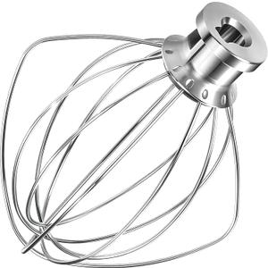 Stainless Steel Whisk Attachment Fits KitchenAid, 6 Wire Whip for 4.5 5 Quart KitchenAid Tilt-Head Stand MixerK45WW Kitchen Aid Accessories and Attachments Replacement Parts, Dishwasher Safe