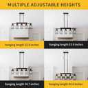 Farmhouse Dining Room Light Fixture: Modern 5-Light Kitchen Island Hanging Lighting with Metal Lampshade, Matte Black Industrial Linear Chandelier Over Table