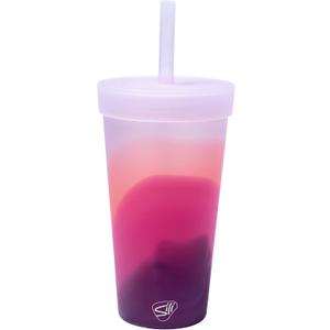 Silipint 22-Ounce Silicone Tumbler Cups with Lids and Straws, Unbreakable, Reusable Tumblers with Airtight Lids and Extra-Thick Straws, Desert Sun, Pack of 1