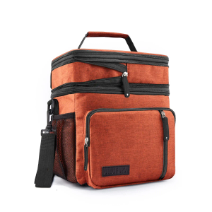 UMUFUKA Men's Double/ Women's Compartment Lunch bag, Insulated Lunch Cooler Tote 2 Roomy Large Reusable Water-resistant Lunch box (Orange)
