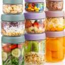 9 Pack Overnight Oats Containers with Lids, Large & Small Glass Mason Jars 16oz & 10oz & 4oz, Glass jars with Airtight Lids, Salad Meal Prep Jars for Food Storage, Overnight Oats Jars for Milk, Fruit