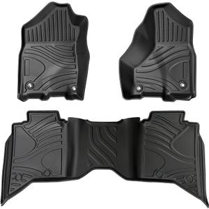 Floor Mats Custom Fit for 2013-2018 Dodge Ram 1500, 2019-2025 Ram 2500/3500, TPE All-Weather Floor Liners with 1st & 2nd Rows, Fit Bucket or Bench Seats (Crew Cab 2013-2018, Full Set)