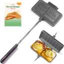 AILITOR Double Pie Iron Sandwich Maker for Camping, Cast Iron Campfire Pie Cooker, Campfire Cooking Equipment Mountain Pie Maker, 26 x 8 x 1.6 inches