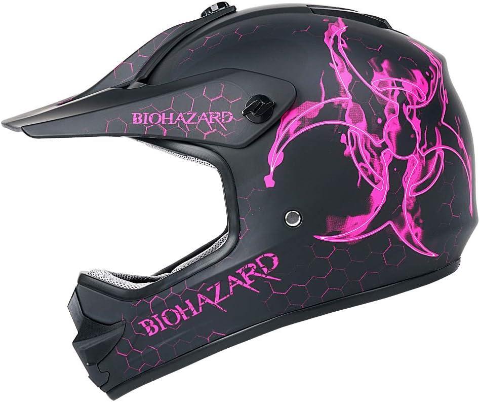 Orthrus DOT Certified Adult & Youth Helmet for Dirt Bike ATV Motocross Offroad Motorcycle Bike(BIO-Pink, L)