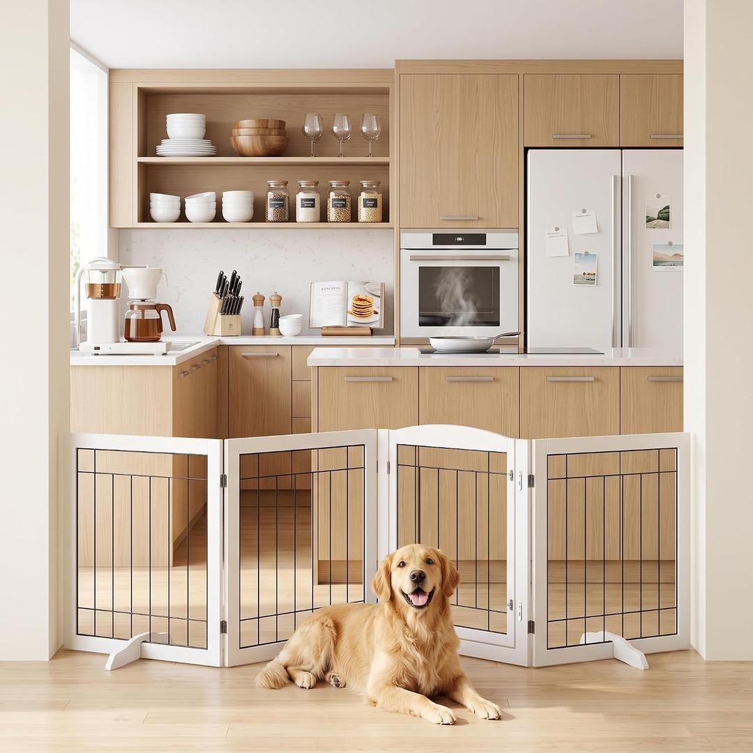 Vantas Tall Dog Gate Indoor with Door, Freestanding, Foldable, 80" x 30"