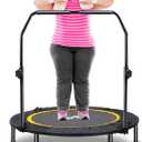 CLORIS 40in Folding Trampoline Trampoline Rebounder Trampoline Fitness Trampoline with Adjustable Foam Handle, with safty Padded Cover Best Gift.