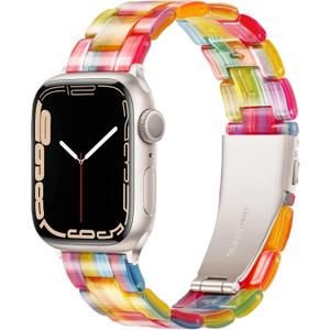 Vamyzji Compatible with Apple Watch Band 41mm 40mm 38mm 42mm 44mm 45mm 46mm 49mm, Light Fashion Resin Tortoise iwatch Band Women for Apple Watch Series 10 Series 9 8 7 6 iWatch SE 5 4 3 2 1, Ultra 2 1