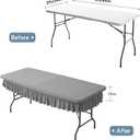 4ft Light Grey Stretch Tablecloth for Rectangular Tables - Flared Wrap Design, Waterproof, Wrinkle-Resistant, Washable - Ideal for Weddings, Parties, Banquets & Table Protection