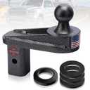 6" Offset Gooseneck Ball Extender for Short Bed Trucks, 2-5/16" Hitch Ball with 2" Rise, Reinforced Gusset, Polyurethane Washers, 25K GTW / 5K VTW, Fits Turnover Ball Systems