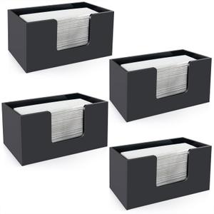 Paper Towel Holder Countertop, Acrylic Bathroom Paper Towel Holder, Black Napkin Holder for Kitchen, Countertop Multifold Z-fold C-fold,Trifold Paper Hand Towel Dispenser for Bathroom Toilet (4)